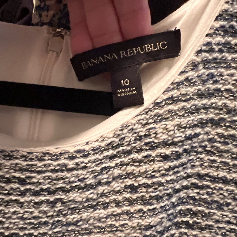 Navy blue white and silver Banana Republic dress
